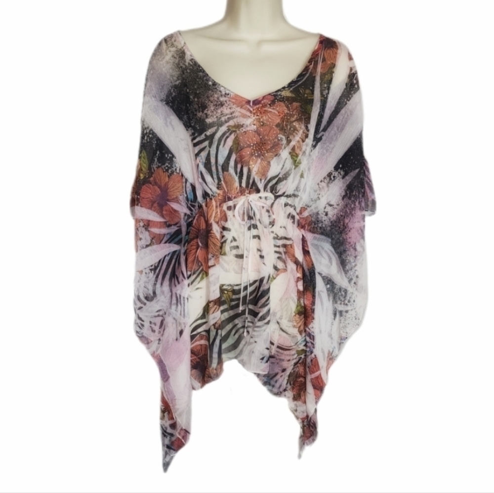 Papaya Cover-up Floral and Zebra Print Beige Size